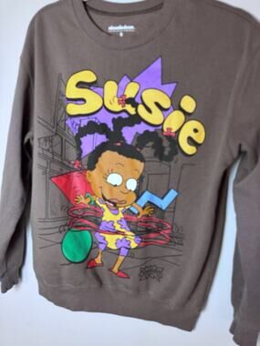 Official Nickelodeon Rugrats Susie Sz Small Gray Crew Neck Pull Over Sweatshirt